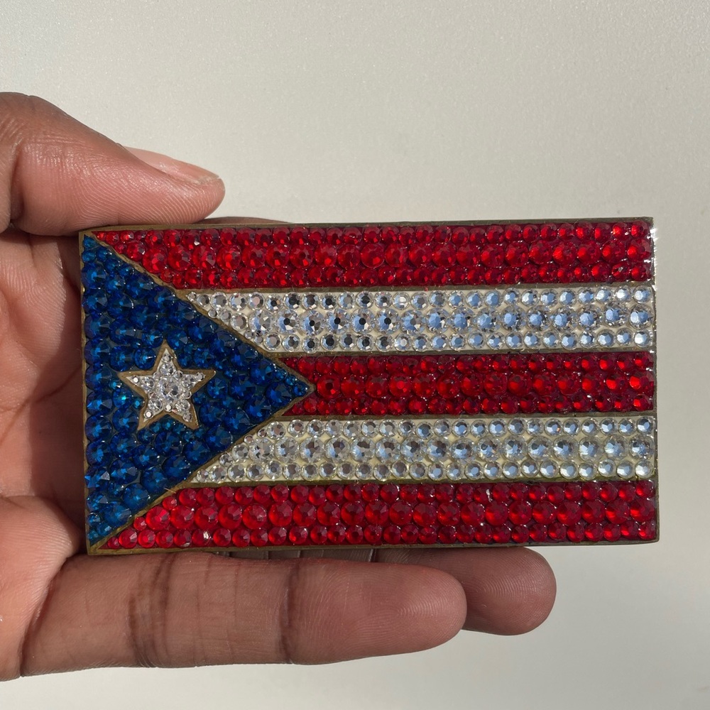 Rhinestone Puerto Rican Flag Brooch